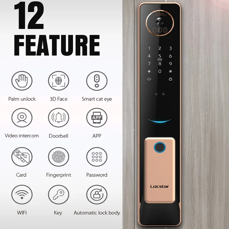 2025 Smart Door Lock Tuya Wifi Smart Fingerprint Cerradura Inteligente Digital Safe Door With Camera Lock for Home - Image 2