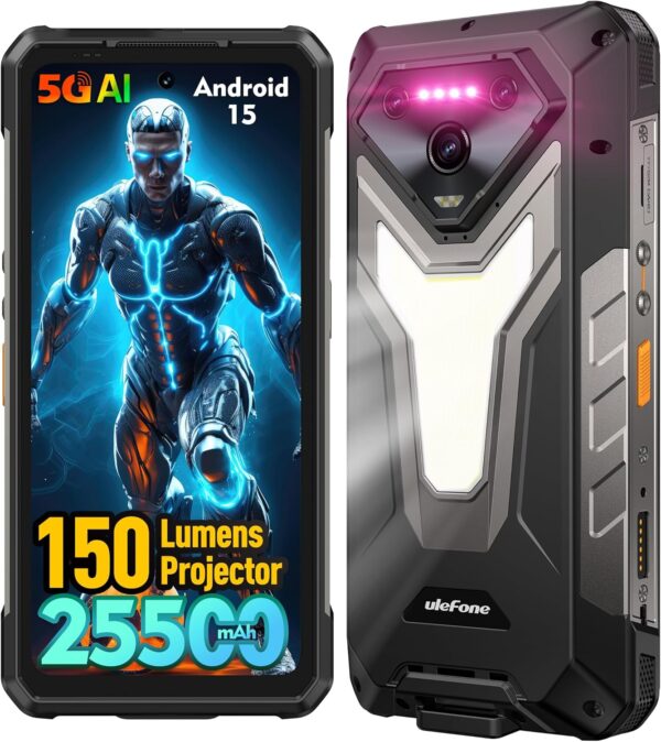 Ulefone Armor 34 Pro 5G Rugged Smartphone with 150 Lumens Projector, 32GB+512GB